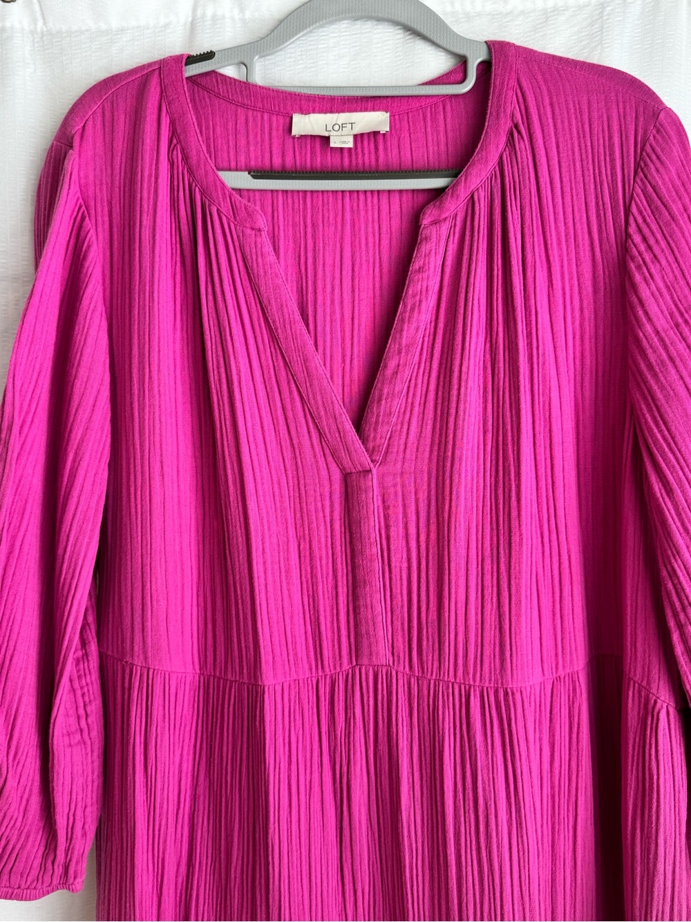 LOFT Fuschia Double Cloth Gauze Maxi Dress